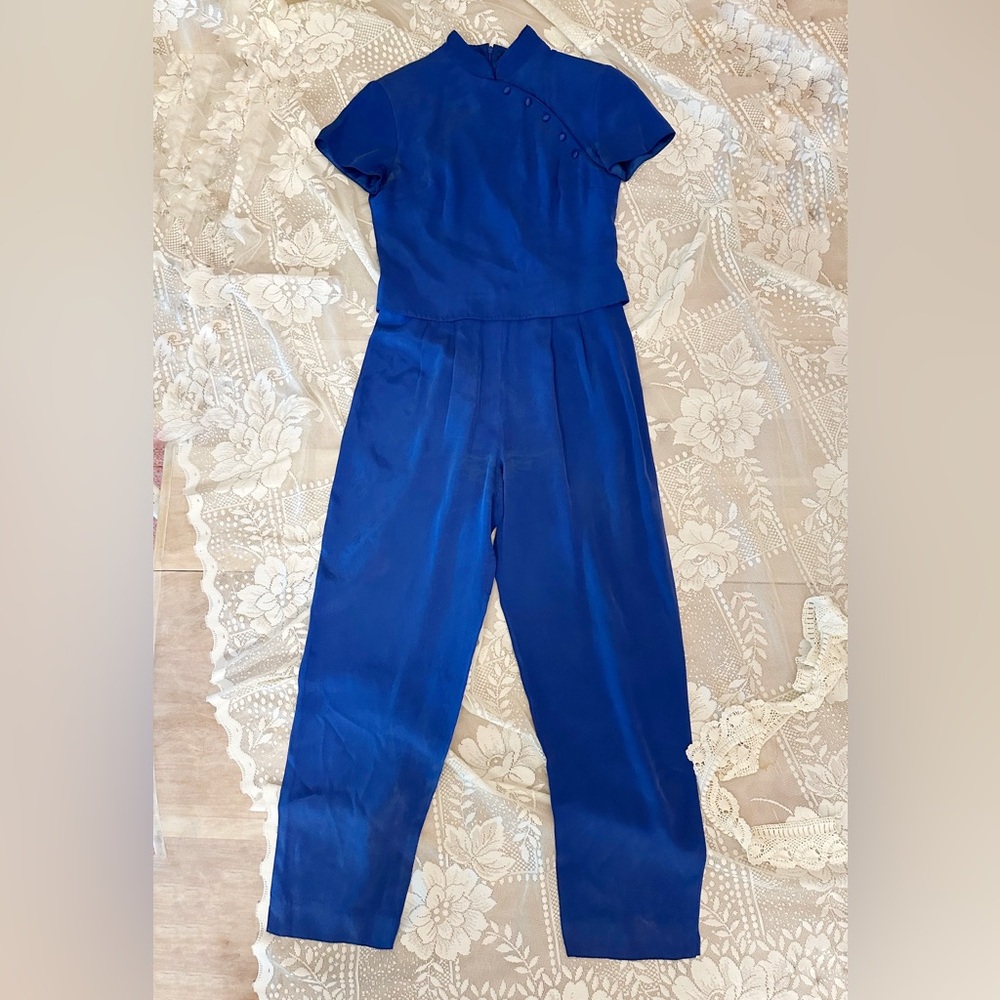 Women’s Vintage Royal Blue Chinoiserie Jumpsuit